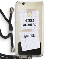 No Girls Allowed Unless: Huawei Ascend P10 Lite Transparant Hoesje met koord