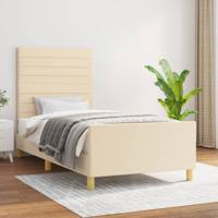 Bedframe zonder matras 90x190 cm stof crèmekleurig
