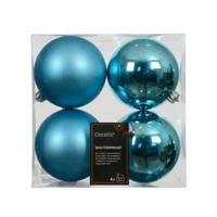 Kerstballen kunststof d10 cm blauw 4 st Decoris - Decoris Kerstballen kunststof d10 cm blauw 4 st Decoris - Decoris