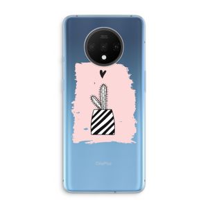 Zwart-wit cactus: OnePlus 7T Transparant Hoesje