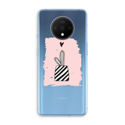 Zwart-wit cactus: OnePlus 7T Transparant Hoesje