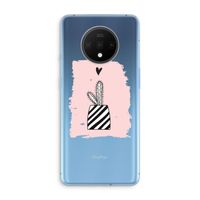 Zwart-wit cactus: OnePlus 7T Transparant Hoesje