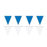 Feest versiering punt vlaggetjes pakket - 60 meter - wit en blauw - slingers / vlaggenlijnen