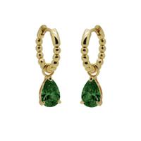 Karma Oorringen Hinged Hoops Zirconia Anna Emerald Green | Goud