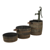 Whisky waterornament 3-delig met gietijzeren pomp - Vatenhandel stijf