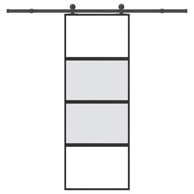 Schuifdeur met beslag 76x205 cm gehard glas en aluminium