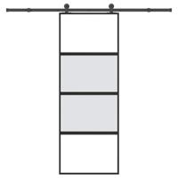 Schuifdeur met beslag 76x205 cm gehard glas en aluminium