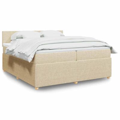 Boxspring met matras stof crèmekleurig 200x200 cm