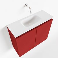 Toiletmeubel Mondiaz Ture | 60 cm | Meubelkleur Fire | Eden wastafel Talc Midden | Zonder kraangat