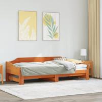 Slaapbank onderschuifbed zonder matras 90x190 cm hout wasbruin
