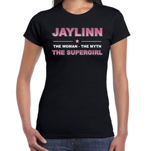 Naam cadeau t-shirt / shirt Jaylinn - the supergirl zwart voor dames