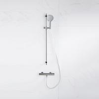 Fortifura Calvi Glijstangset - geïntegreerde wandaansluitbocht - doucheslang metaal- handdouche rond - chroom SW1111526//SW767373/SW496814