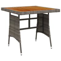 Tuintafel 70x70x72 cm poly rattan en massief acaciahout grijs - thumbnail