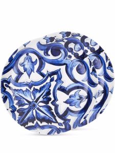 Dolce & Gabbana set de deux assiettes en porcelaine à imprimé Blu Mediterraneo - Bleu