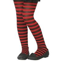 Carnaval verkleed panty voor kinderen - gestreept - zwart/rood - heksen - 40 denier Carnaval verkleed panty voor kinderen - gestreept - zwart/rood - heksen - 40 denier