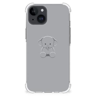 iPhone 15 Stevig | Bumper Hoesje | Grijs Baby Olifant iPhone 15 Stevig | Bumper Hoesje | Grijs Baby Olifant