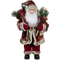 Kerstman beeld - H60 cm - rood - staand - kerstpop   - - thumbnail