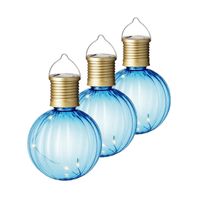 Lumineo tuin/buiten 10x stuks Led lampje/lampion solar verlichting blauw 11 x 8 cm - thumbnail