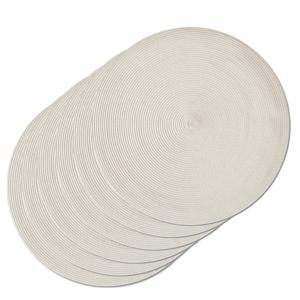 Diner placemats rond - 6x - creme wit - geweven - Dia 38 cm - Tafel - Borden onderleggers