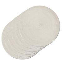 Diner placemats rond - 6x - creme wit - geweven - Dia 38 cm - Tafel - Borden onderleggers