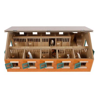 Kids Globe globe paardenstal hout met 9 paardenboxen 1:32