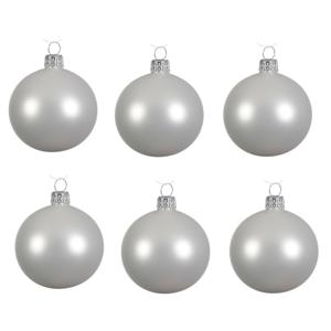 Decoris kerstballen - 6x - wit - 8 cm - glas - mat - velvet - kerstversiering