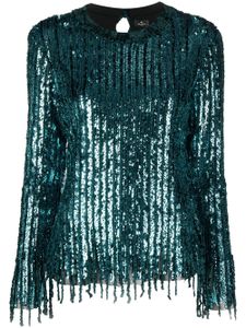 ETRO pull brodé de sequins à franges - Bleu