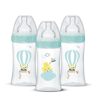 Verpakking van 3 babyflessen - DODIE - EB19 - 270 ml - Platte speen - Groen