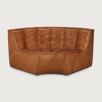 Ethnicraft Modulaire Bank 'N701' Leder, 90° Rond Hoekelement, kleur Old Saddle