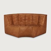 Ethnicraft Modulaire Bank 'N701' Leder, 90° Rond Hoekelement, kleur Old Saddle