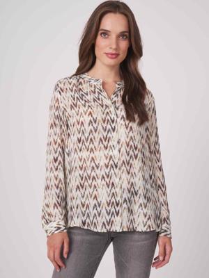 Zijden blouse met visgraatmotief in aquarel