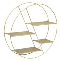 Wandkastje ronde vormen - goud - staal - 4 ongelijke plankjes -?50 x 13 cm