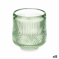 Kaarshouder Strepen Groen Kristal 7,5 x 7,8 x 7,5 cm (12 Stuks)