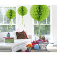 Decoratie bol - lime groen - 30 cm - crepe papier - versiering - feestversiering - thumbnail