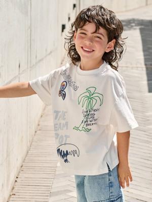 T-shirt met korte mouwen surf ecru