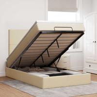 Ottoman bed met matras en LED's 120x200cm stof crèmekleurig