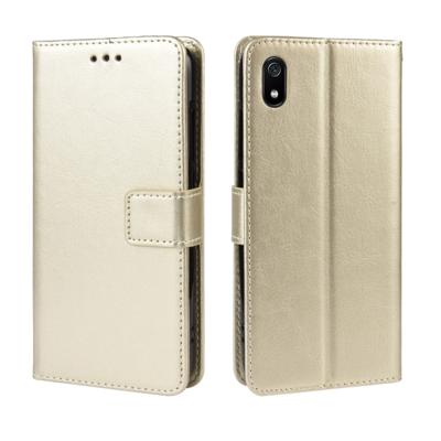 Retro Crazy Horse textuur horizontale Flip lederen case voor Xiaomi Redmi 7A met houder & kaartsleuven & fotolijstjes (goud)