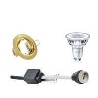 LED Spot Set - GU10 Fitting - Inbouw Rond - Mat Goud - Kantelbaar Ø83mm - Philips - CorePro 840 36D - 3.5W - Natuurlijk Wit 4000K