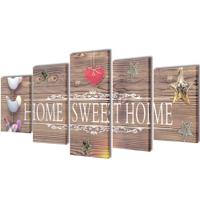 VidaXL Canvas wall print set home sweet home design 200 x 100 cm