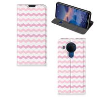 Nokia 5.4 | Hoesje met Magneet | Waves Roze Nokia 5.4 | Hoesje met Magneet | Waves Roze
