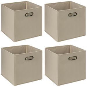 Set van 6x opbergmand 29 liter taupe linnen 31 x 31 x 31 cm