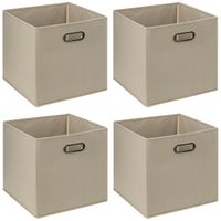 Set van 6x opbergmand 29 liter taupe linnen 31 x 31 x 31 cm - thumbnail