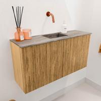 Toiletmeubel Mondiaz Joya Dlux | 80 cm | Meubelkleur Oak | Faye wastafel Oza Wasbak Midden | Zonder kraangat(en) Toiletmeubel Mondiaz Joya Dlux | 80 cm | Meubelkleur Oak | Faye wastafel Oza Wasbak Midden | Zonder kraangat(en)