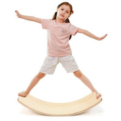 90 x 30 cm Balansbord van Hout Wiebelplank tot 220 kg Belastbaar Curvy Board voor Kinderen en Volwassenen Beschermt Vloeren