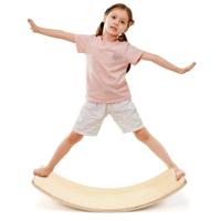 90 x 30 cm Balansbord van Hout Wiebelplank tot 220 kg Belastbaar Curvy Board voor Kinderen en Volwassenen Beschermt Vloeren