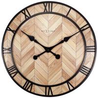 NeXtime - NeXtime- Wandklok - 58cm -Hout|Metaal - Lichtbruin - &apos;Roman