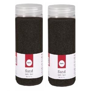 Hobby Fijn decoratie zand korrels - 2x - zwart - 475 ml - zandkorrels - knutselmateriaal