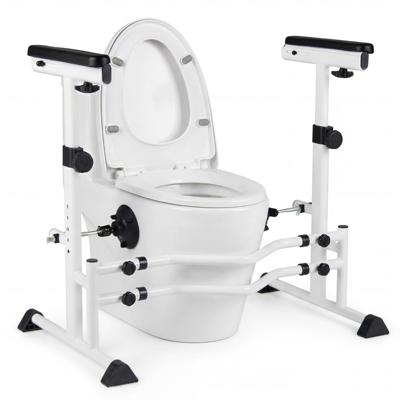 Toiletopstahulp in Hoogte en Breedte Verstelbare Veiligheidsleuning voor Toiletten Antislip Toiletsteun met Handgrepen Draaibare Klemmen voor Senioren Belastbaar tot 136 kg