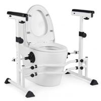 Toiletopstahulp in Hoogte en Breedte Verstelbare Veiligheidsleuning voor Toiletten Antislip Toiletsteun met Handgrepen Draaibare Klemmen voor Senioren Belastbaar tot 136 kg