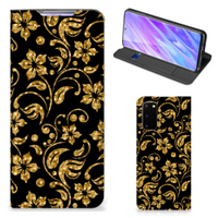 Samsung Galaxy S20 Smart Cover Gouden Bloemen - thumbnail